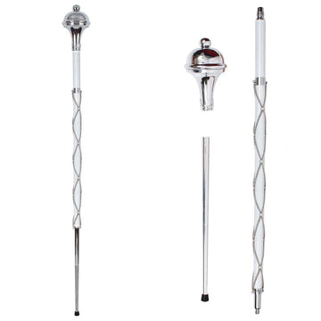 Drum Major Stave Chrome Plain Head Ball Top Three Part
